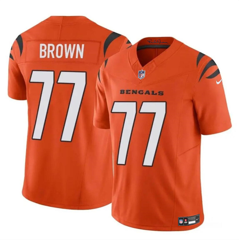 Youth Cincinnati Bengals #77 Trent Brown Orange 2024 F.U.S.E. Vapor Untouchable Limited Stitched Jersey Youth Cincinnati Bengals #77 Trent Brown Orange 2024 F.U.S.E. Vapor Untouchable Limited Stitched Jersey