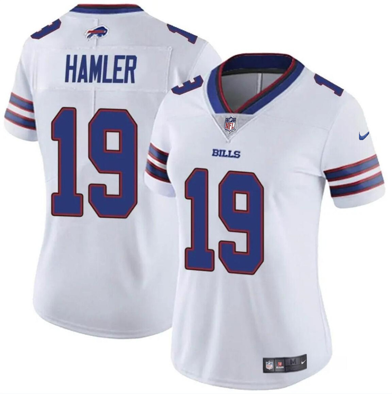Women's Buffalo Bills #19 KJ Hamler White Vapor Stitched Football Jersey(Run Small) Women's Buffalo Bills #19 KJ Hamler White Vapor Stitched Football Jersey(Run Small)