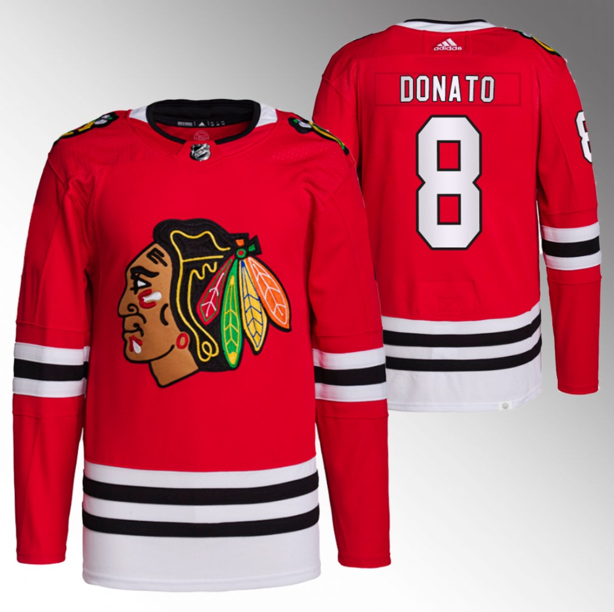 Men's Chicago Blackhawks #8 Ryan Donato Red Stitched Hockey Jersey Men's Chicago Blackhawks #8 Ryan Donato Red Stitched Hockey Jersey
