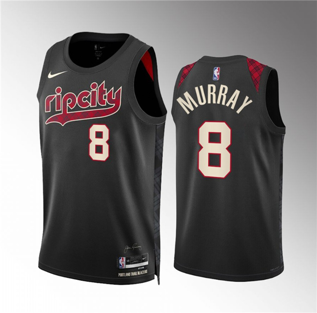 Men's Portland Trail Blazers #8 Kris Murray Black 2023/24 City Edition Stitched Basketball Jersey Men's Portland Trail Blazers #8 Kris Murray Black 2023/24 City Edition Stitched Basketball Jersey
