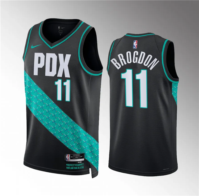 Men's Portland Trail Blazers #11 Malcolm Brogdon 2022/23 Black City Edition Stitched Basketball Jersey Men's Portland Trail Blazers #11 Malcolm Brogdon 2022/23 Black City Edition Stitched Basketball Jersey