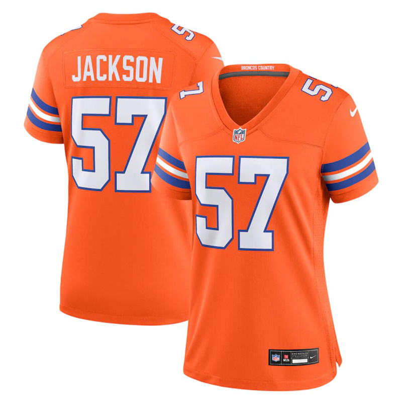 Women's Denver Broncos #57 Tom Jackson Orange Mile High Collection 1977 Throwback Stitched Jersey(Run Small) Women's Denver Broncos #57 Tom Jackson Orange Mile High Collection 1977 Throwback Stitched Jersey(Run Small)