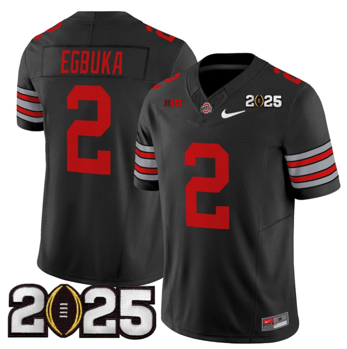 Men's Ohio State Buckeyes #2 Emeka Egbuka Black 2025 CFP Final Patch F.U.S.E. Vapor Limited Stitched Football Jersey Men's Ohio State Buckeyes #2 Emeka Egbuka Black 2025 CFP Final Patch F.U.S.E. Vapor Limited Stitched Football Jersey