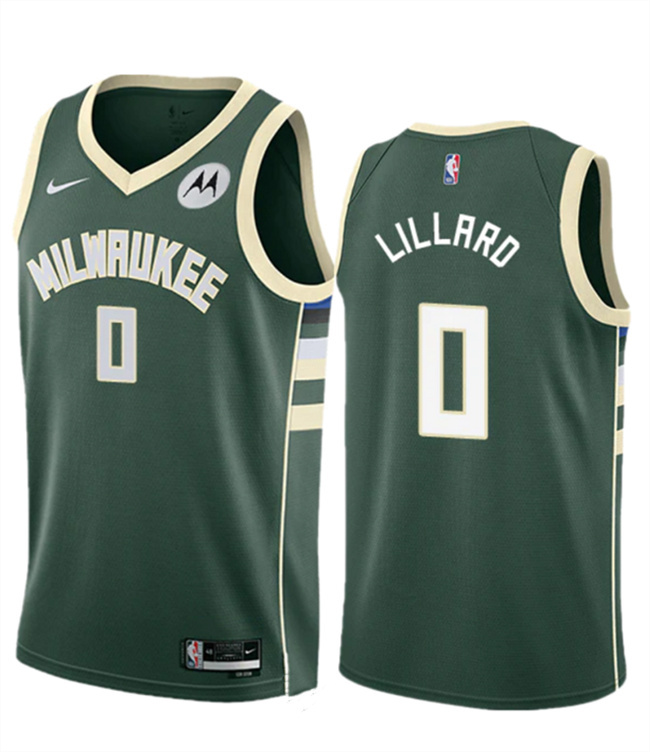 Men's Milwaukee Bucks #0 Damian Lillard Green Icon Edition Stitched Basketball Jersey Men's Milwaukee Bucks #0 Damian Lillard Green Icon Edition Stitched Basketball Jersey
