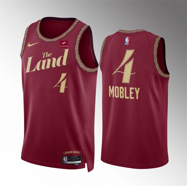 Men's Cleveland Cavaliers #4 Evan Mobley Wine 2023/24 City Edition Stitched Jersey Men's Cleveland Cavaliers #4 Evan Mobley Wine 2023/24 City Edition Stitched Jersey