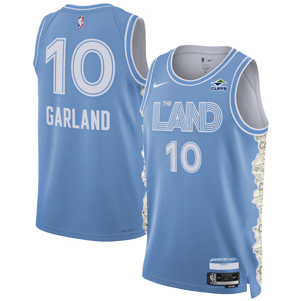 Men's Cleveland Cavaliers #10 Darius Garland Light Blue 2024/25 City Edition Stitched Jersey Men's Cleveland Cavaliers #10 Darius Garland Light Blue 2024/25 City Edition Stitched Jersey
