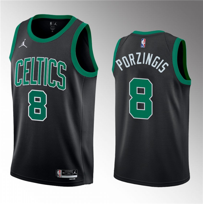 Men's Boston Celtics #8 Kristaps Porzingis Black 2023 Draft Statement Edition Stitched Basketball Jersey Men's Boston Celtics #8 Kristaps Porzingis Black 2023 Draft Statement Edition Stitched Basketball Jersey