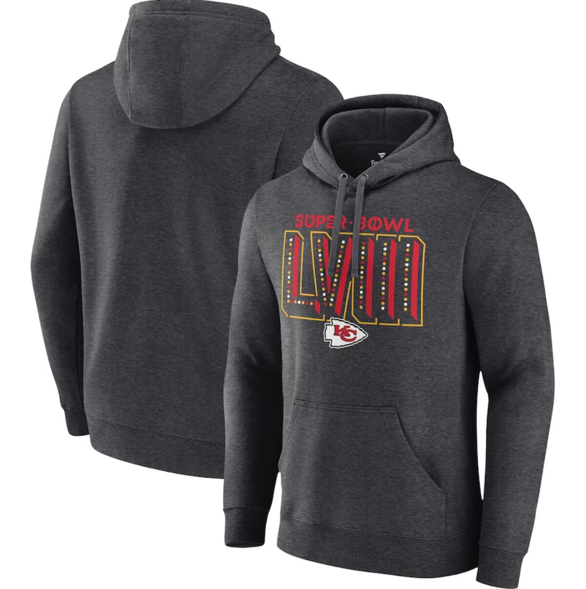 Men's Kansas City Chiefs Heather Charcoal Super Bowl LVIII Local Pullover Hoodie Men's Kansas City Chiefs Heather Charcoal Super Bowl LVIII Local Pullover Hoodie