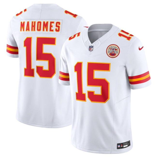 Youth Kansas City Chiefs #15 Patrick Mahomes White 2023 F.U.S.E. Vapor Untouchable Limited Stitched Jersey Youth Kansas City Chiefs #15 Patrick Mahomes White 2023 F.U.S.E. Vapor Untouchable Limited Stitched Jersey