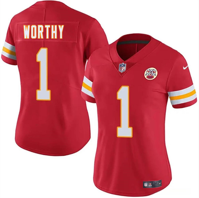 Women's Kansas City Chiefs #1 Xavier Worthy Red 2024 Draft Vapor Untouchable Limited Stitched Jersey(Run Small) Women's Kansas City Chiefs #1 Xavier Worthy Red 2024 Draft Vapor Untouchable Limited Stitched Jersey(Run Small)