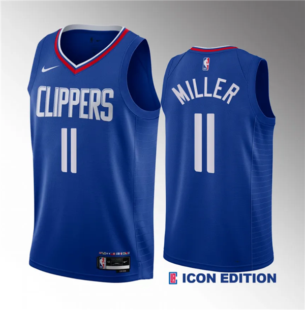 Men's Los Angeles Clippers #11 Jordan Miller Blue 2023 Draft Icon Edition Stitched Jersey Men's Los Angeles Clippers #11 Jordan Miller Blue 2023 Draft Icon Edition Stitched Jersey