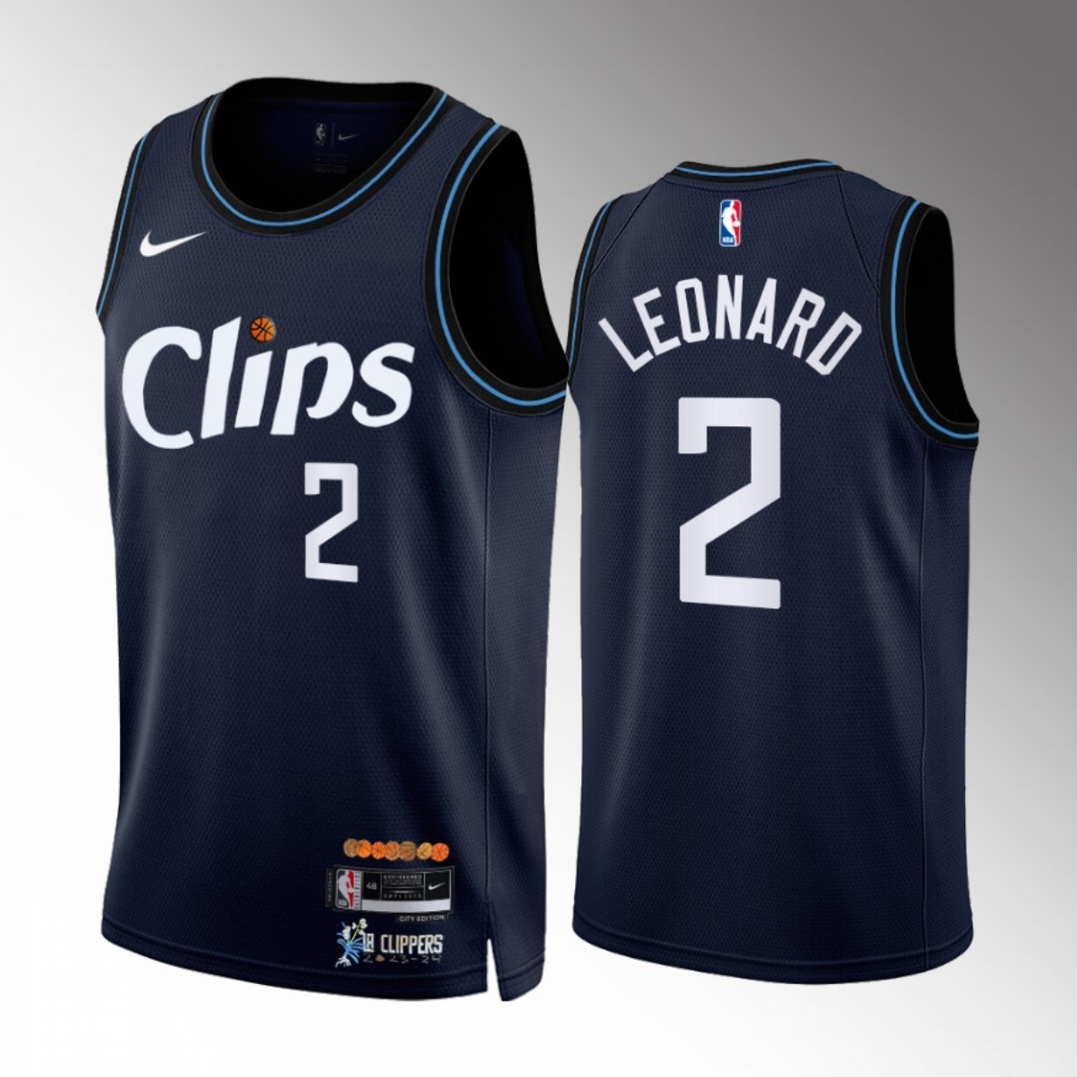 Men's Los Angeles Clippers #2 Kawhi Leonard Navy 2023/24 City Edition Stitched Jersey Men's Los Angeles Clippers #2 Kawhi Leonard Navy 2023/24 City Edition Stitched Jersey