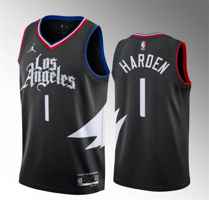 Men's Los Angeles Clippers #1 James Harden Black Statement Edition Stitched Jersey Men's Los Angeles Clippers #1 James Harden Black Statement Edition Stitched Jersey