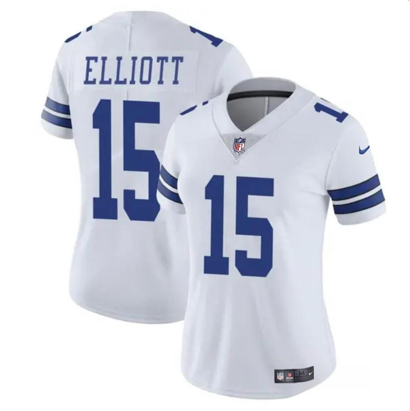 Women's Dallas Cowboys #15 Ezekiel Elliott White Vapor Limited Stitched Football Jersey(Run Small) Women's Dallas Cowboys #15 Ezekiel Elliott White Vapor Limited Stitched Football Jersey(Run Small)