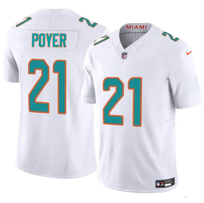 Youth Miami Dolphins #21 Jordan Poyer White 2024 F.U.S.E Vapor Limited Stitched Football Jersey Youth Miami Dolphins #21 Jordan Poyer White 2024 F.U.S.E Vapor Limited Stitched Football Jersey