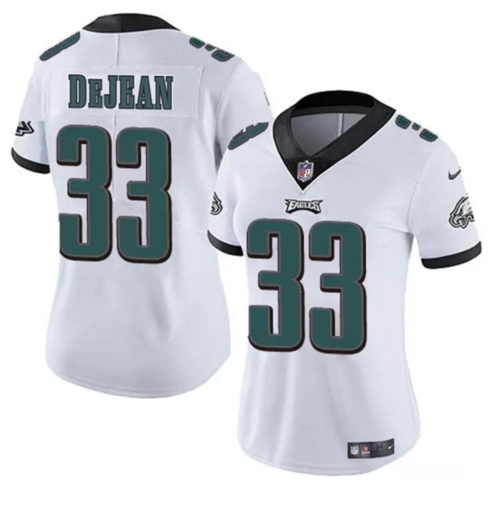 Women's Philadelphia Eagles #33 Cooper DeJean White 2024 Draft Vapor Untouchable Limited Stitched Football Jersey(Run Small) Women's Philadelphia Eagles #33 Cooper DeJean White 2024 Draft Vapor Untouchable Limited Stitched Football Jersey(Run Small)