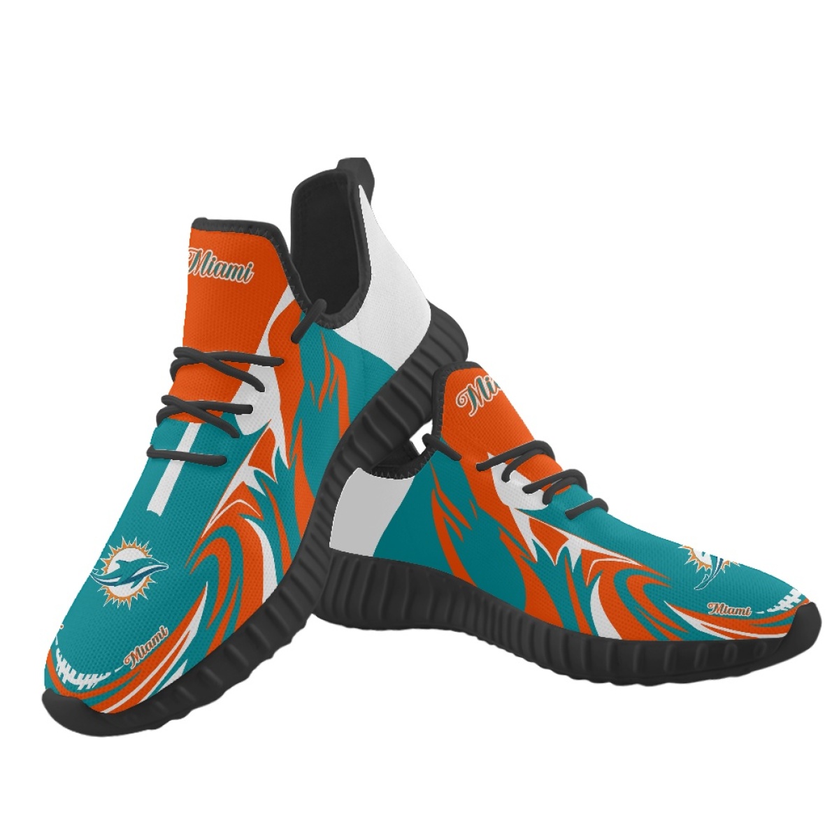 Men's Miami Dolphins Mesh Knit Sneakers/Shoes 020 Men's Miami Dolphins Mesh Knit Sneakers/Shoes 020