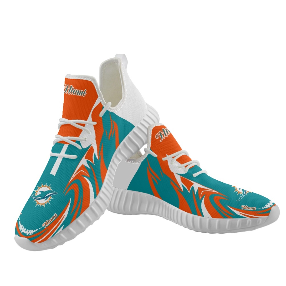 Men's Miami Dolphins Mesh Knit Sneakers/Shoes 021 Men's Miami Dolphins Mesh Knit Sneakers/Shoes 021