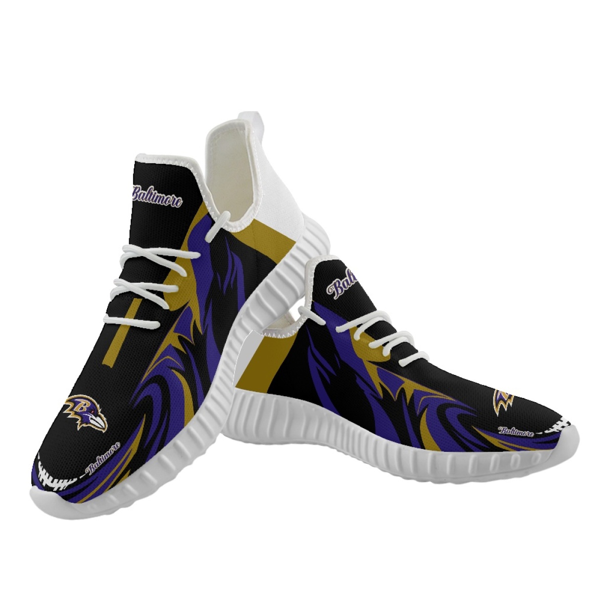 Men's Baltimore Ravens Mesh Knit Sneakers/Shoes 019 Men's Baltimore Ravens Mesh Knit Sneakers/Shoes 019