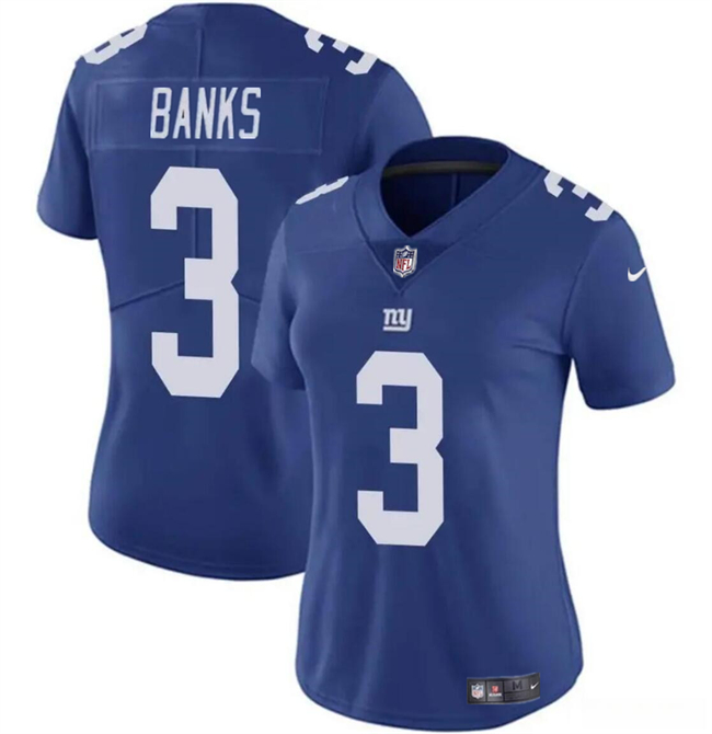 Women's New York Giants #3 Deonte Banks Blue Vapor Stitched Jersey(Run Small) Women's New York Giants #3 Deonte Banks Blue Vapor Stitched Jersey(Run Small)