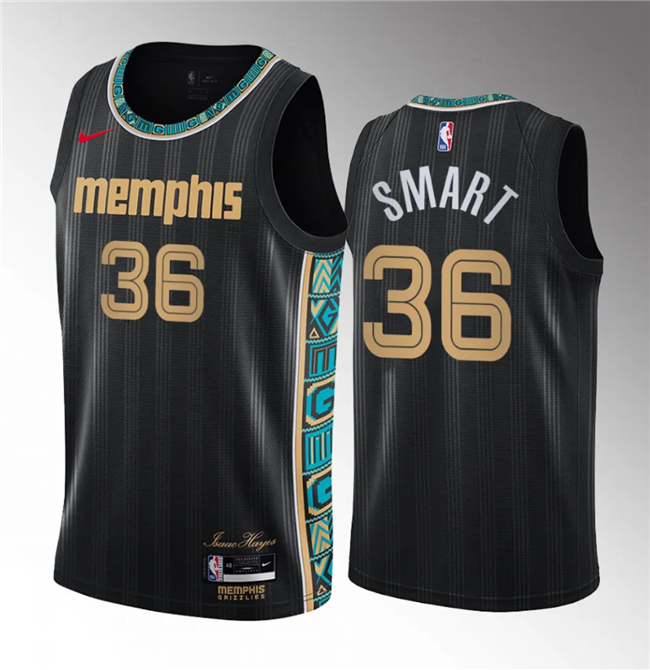 Men's Memphis Grizzlies #36 Marcus Smart Black 2020/21 City Edition Stitched Basketball Jersey Men's Memphis Grizzlies #36 Marcus Smart Black 2020/21 City Edition Stitched Basketball Jersey