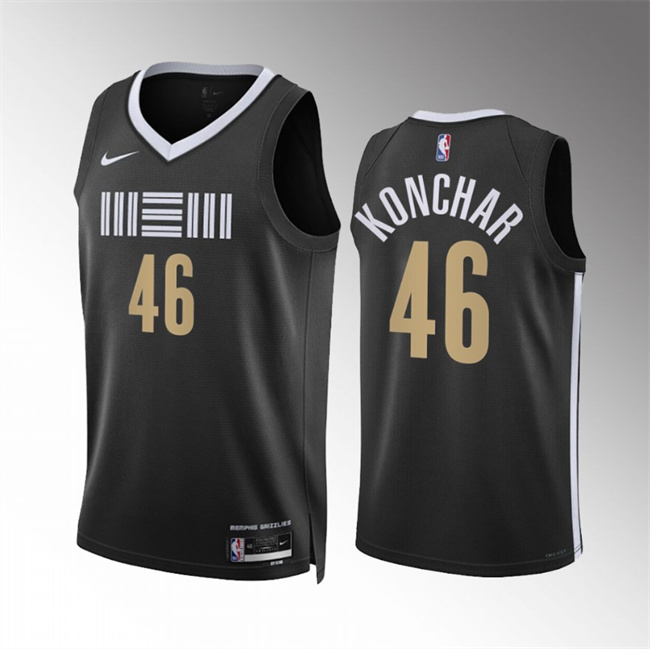 Men's Memphis Grizzlies #46 John Konchar Black 2023/24 City Edition Stitched Basketball Jersey Men's Memphis Grizzlies #46 John Konchar Black 2023/24 City Edition Stitched Basketball Jersey