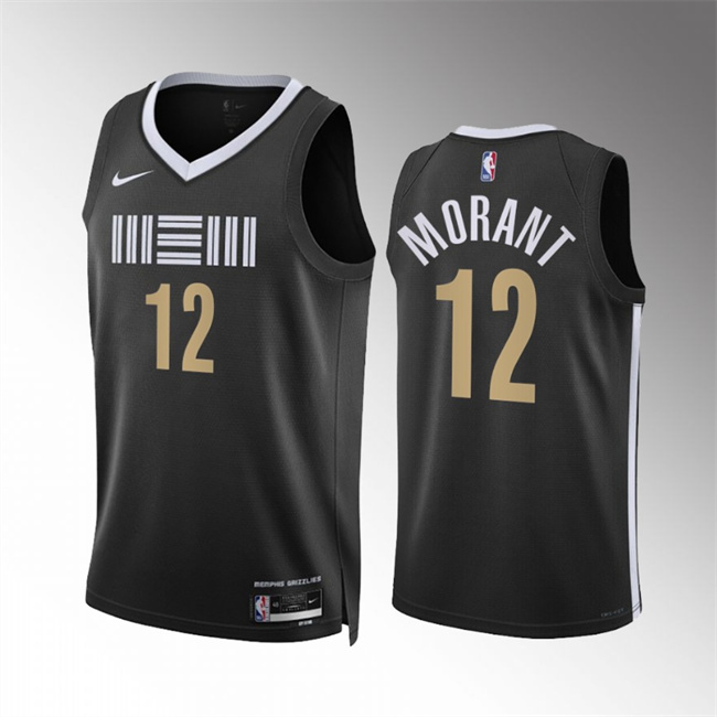 Men's Memphis Grizzlies #12 Ja Morant Black 2023/24 City Edition Stitched Basketball Jersey Men's Memphis Grizzlies #12 Ja Morant Black 2023/24 City Edition Stitched Basketball Jersey