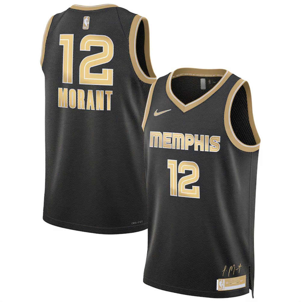 Men's Memphis Grizzlies #12 Ja Morant Black 2024 Select Series Stitched Jersey Men's Memphis Grizzlies #12 Ja Morant Black 2024 Select Series Stitched Jersey