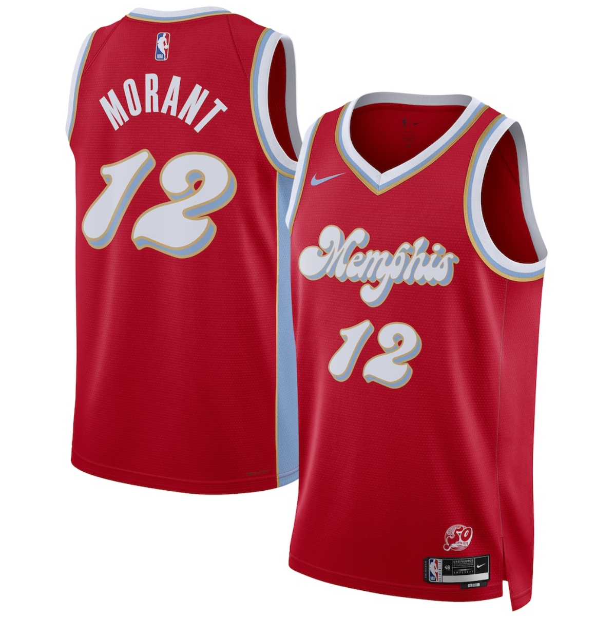 Men's Memphis Grizzlies #12 Ja Morant Red 2024/25 City Edition Stitched Basketball Jersey Men's Memphis Grizzlies #12 Ja Morant Red 2024/25 City Edition Stitched Basketball Jersey