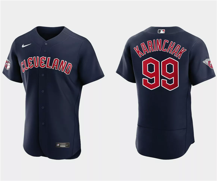 Men's Cleveland Guardians #99 James Karinchak Navy Flex Base Stitched Jersey Men's Cleveland Guardians #99 James Karinchak Navy Flex Base Stitched Jersey