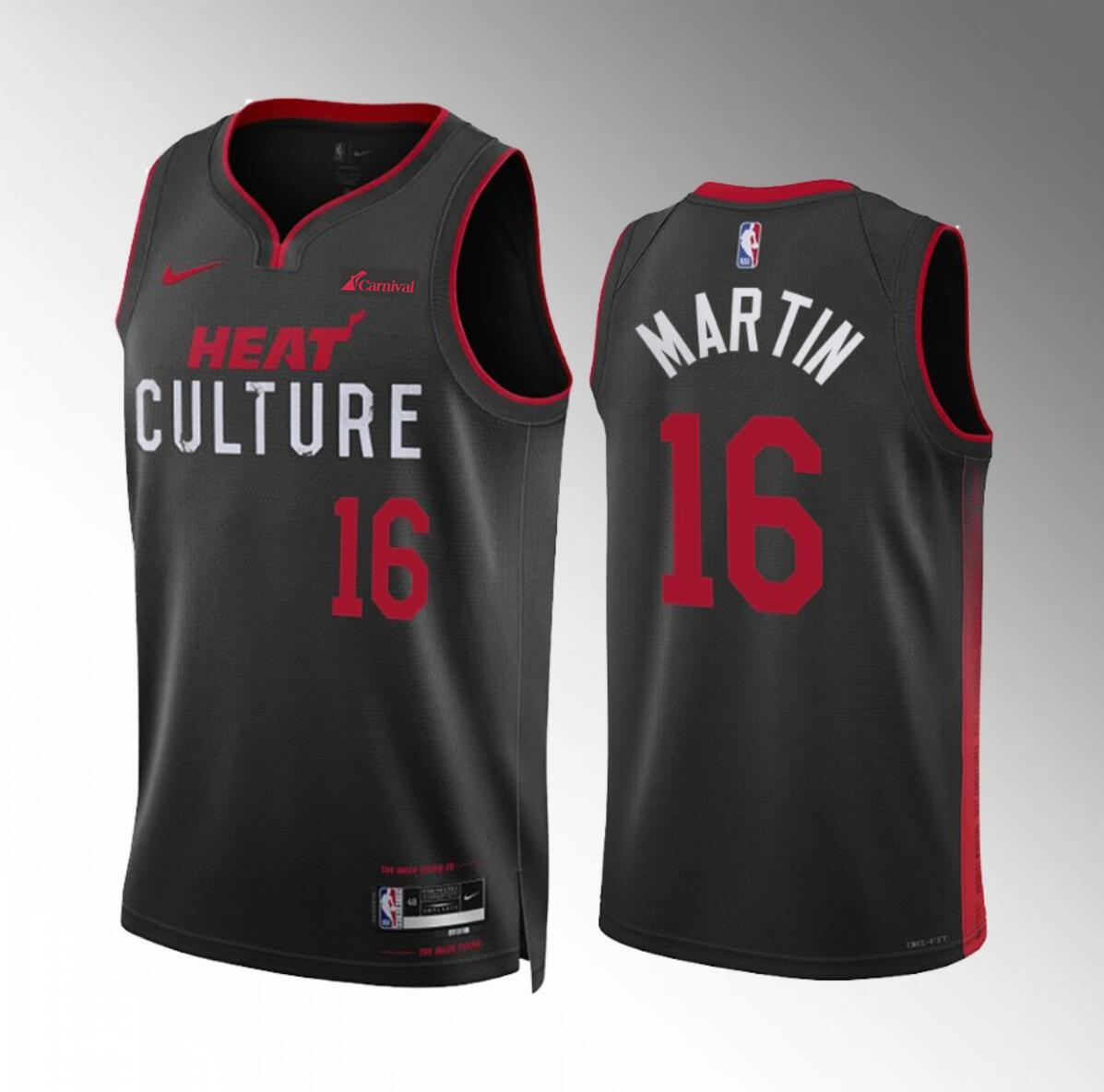 Men's Miami Heat #16 Caleb Martin Black 2023/24 City Edition Stitched Basketball Jersey Men's Miami Heat #16 Caleb Martin Black 2023/24 City Edition Stitched Basketball Jersey