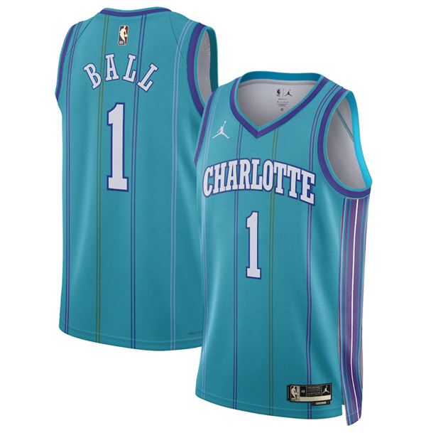 Men's Charlotte Hornets #1 LaMelo Ball Teal 2023/24 Classic Edition Stitched Basketball Jersey Men's Charlotte Hornets #1 LaMelo Ball Teal 2023/24 Classic Edition Stitched Basketball Jersey