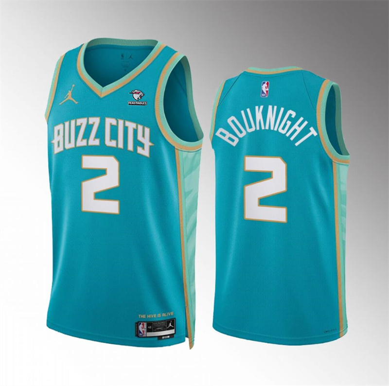 Men's Charlotte Hornets #2 James Bouknight Teal 2023/24 City Edition Stitched Basketball Jersey Men's Charlotte Hornets #2 James Bouknight Teal 2023/24 City Edition Stitched Basketball Jersey