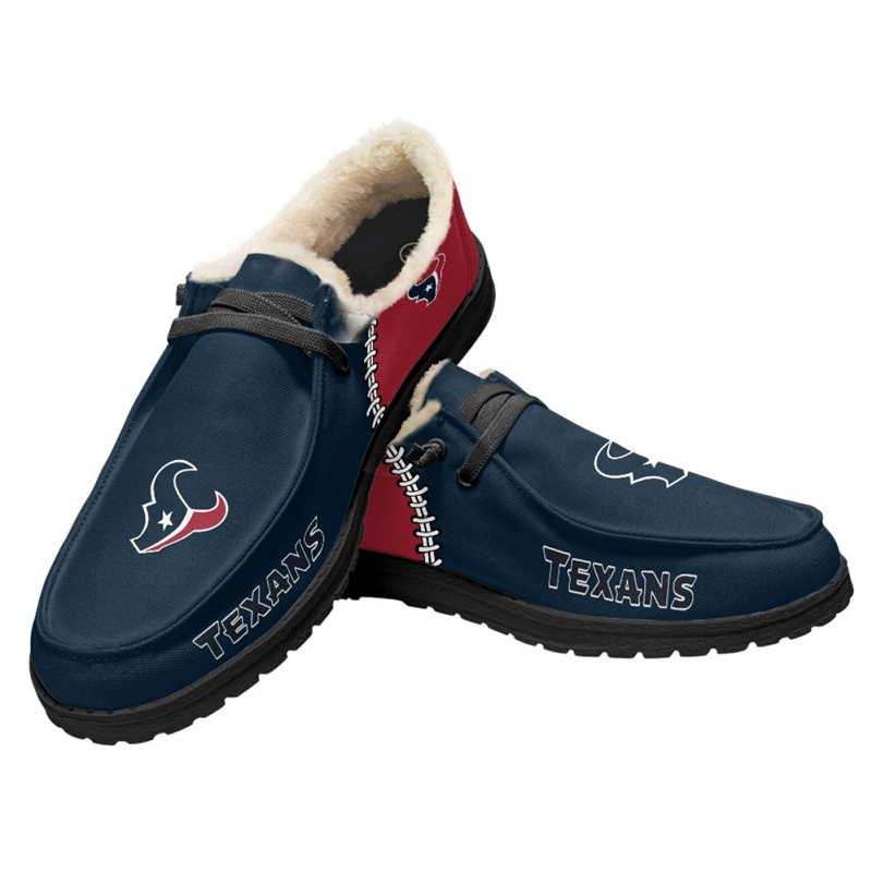 Women's Houston Texans Loafers Lace Up Fuzzy Lined Shoes 002 (Pls check description for details)