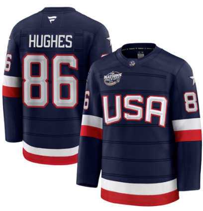 Men's USA #86 Jack Hughes Navy 2025 4 Nations Face-Off Stitched Jersey Men's USA #86 Jack Hughes Navy 2025 4 Nations Face-Off Stitched Jersey