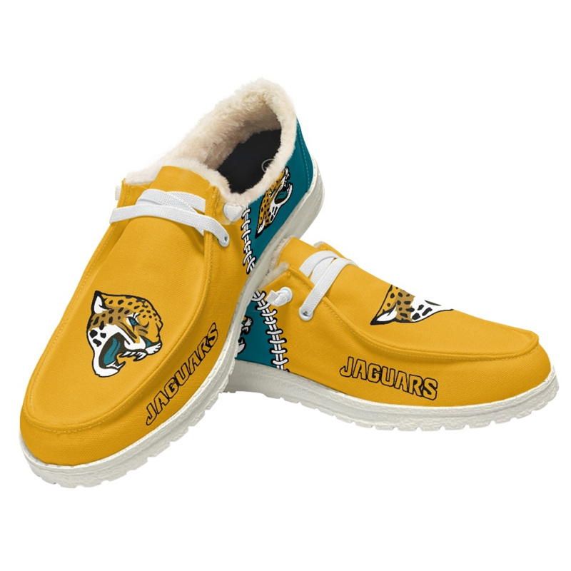 Men's Jacksonville Jaguars Loafers Lace Up Fuzzy Lined Shoes 001 (Pls check description for details)