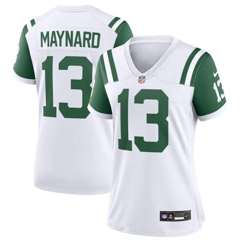 Women's New York Jets #13 Don Maynard White Classic Alternate Stitched Jersey(Run Small) Women's New York Jets #13 Don Maynard White Classic Alternate Stitched Jersey(Run Small)