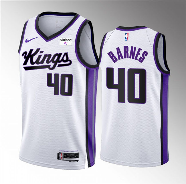 Men's Sacramento Kings #40 Harrison Barnes White 2023/24 Association Edition Swingman Stitched Basketball Jersey Men's Sacramento Kings #40 Harrison Barnes White 2023/24 Association Edition Swingman Stitched Basketball Jersey