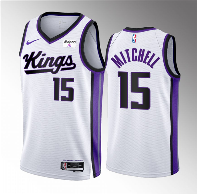 Men's Sacramento Kings #15 Davion Mitchell White 2023/24 Association Edition Stitched Basketball Jersey Men's Sacramento Kings #15 Davion Mitchell White 2023/24 Association Edition Stitched Basketball Jersey