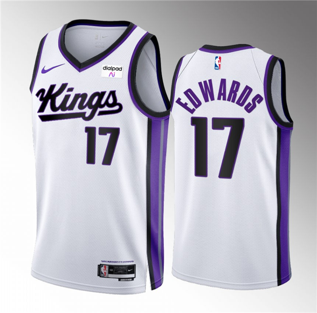 Men's Sacramento Kings #17 Kessler Edwards White 2023/24 Association Edition Stitched Basketball Jersey Men's Sacramento Kings #17 Kessler Edwards White 2023/24 Association Edition Stitched Basketball Jersey