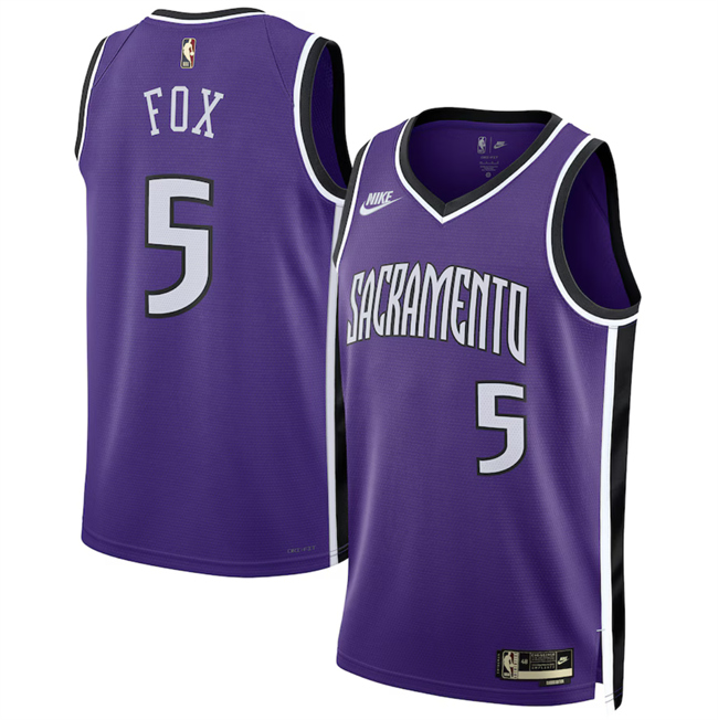 Men's Sacramento Kings #5 De'Aaron Fox Purple 2024/25 Classic Edition Swingman Stitched Basketball Jersey