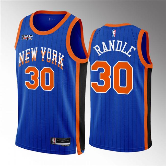 Men's New Yok Knicks #30 Julius Randle Blue 2023/24 City Edition Stitched Basketball Jersey Men's New Yok Knicks #30 Julius Randle Blue 2023/24 City Edition Stitched Basketball Jersey