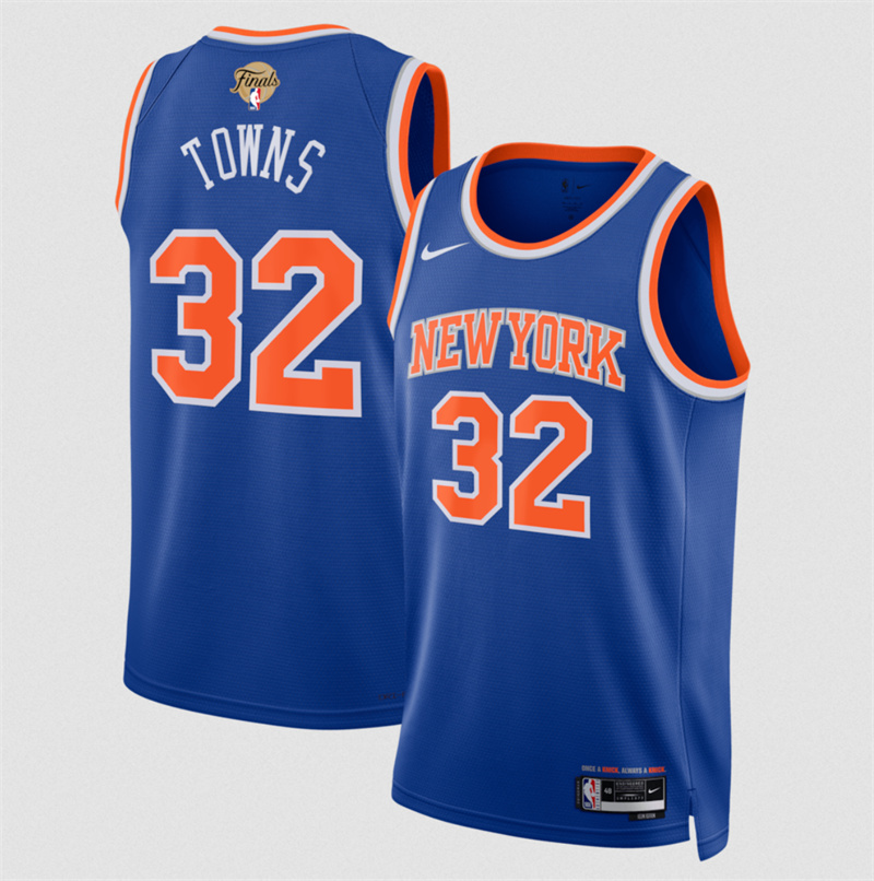 Men's New Yok Knicks #32 Karl-Anthony Blue 2026 Finals Patch Icon Edition Stitched Basketball Jersey Men's New Yok Knicks #32 Karl-Anthony Blue 2026 Finals Patch Icon Edition Stitched Basketball Jersey