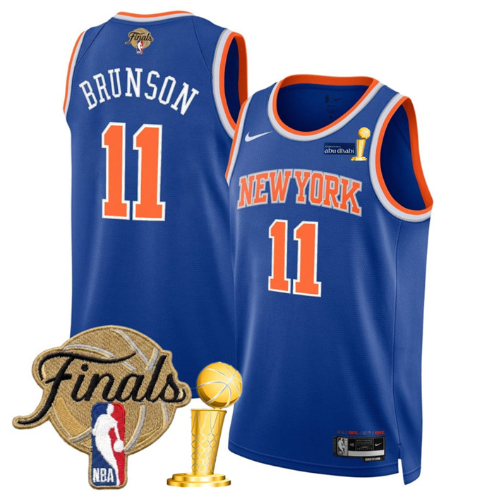 Men's New Yok Knicks #11 Jalen Brunson Blue 2026 Finals Patch And Finals Champions Patch Icon Edition Stitched Basketball Jersey Men's New Yok Knicks #11 Jalen Brunson Blue 2026 Finals Patch And Finals Champions Patch Icon Edition Stitched Basketball Jersey