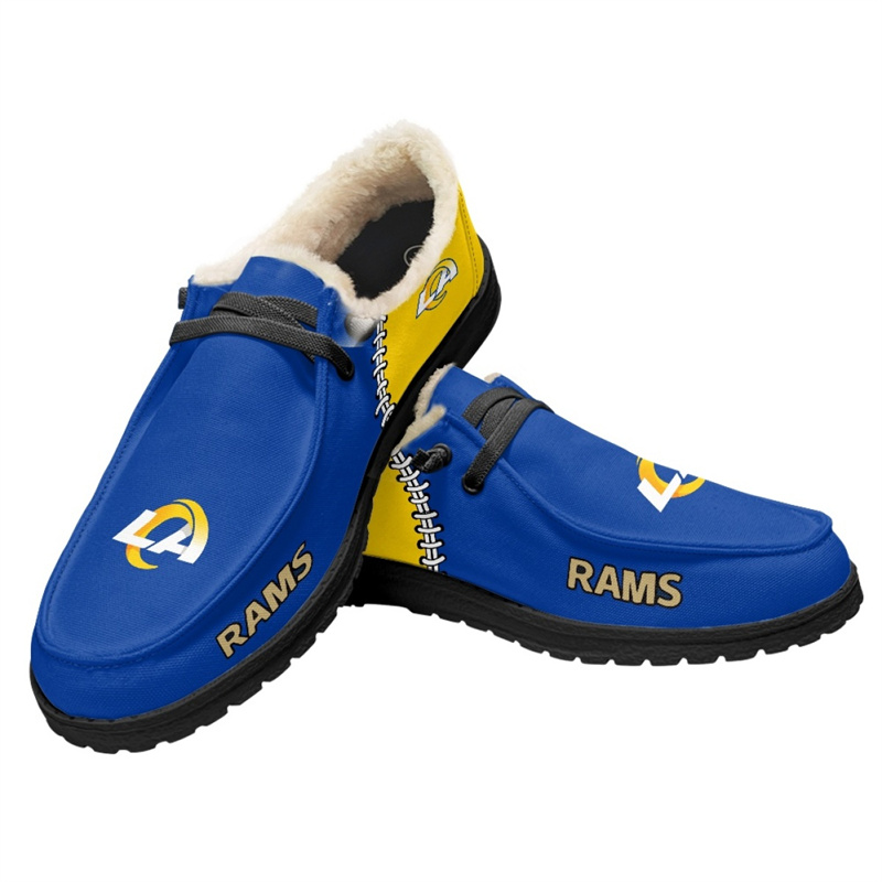 Women's Los Angeles Rams Loafers Lace Up Fuzzy Lined Shoes 002 (Pls check description for details)