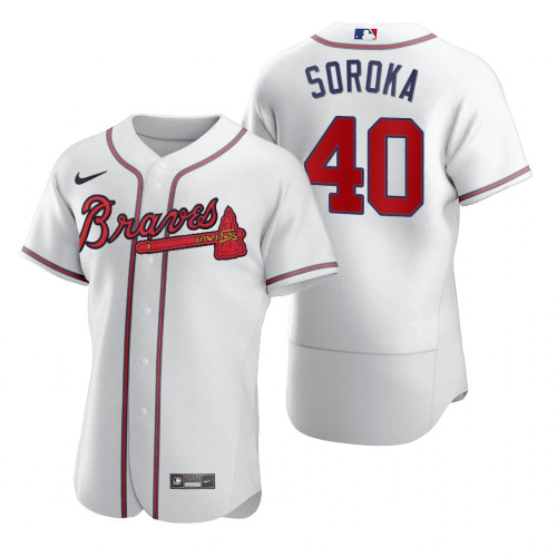 Men's Atlanta Braves #40 Mike Soroka 2020 White MLB Flex Base Stitched Jersey Men's Atlanta Braves #40 Mike Soroka 2020 White MLB Flex Base Stitched Jersey
