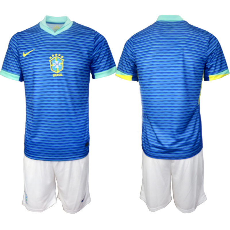 Men's Brazil national football team Custom Blue 2024-25 Soccer Jersey Suit Men's Brazil national football team Custom Blue 2024-25 Soccer Jersey Suit