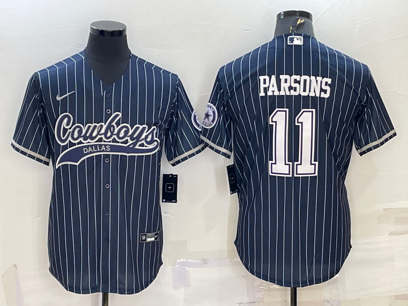 Men's Dallas Cowboys #11 Micah Parsons Navy With Patch Cool Base Stitched Baseball Jersey Men's Dallas Cowboys #11 Micah Parsons Navy With Patch Cool Base Stitched Baseball Jersey