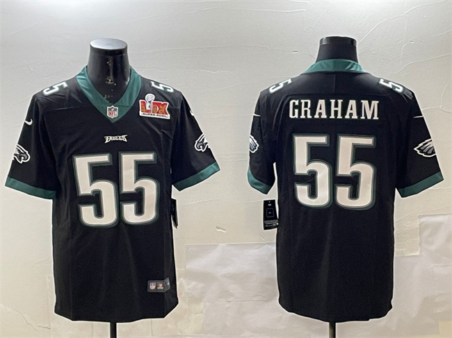 Men's Philadelphia Eagles #55 Brandon Graham Black 2025 Super Bowl LIX Patch Vapor Untouchable Limited Stitched Football Jersey Men's Philadelphia Eagles #55 Brandon Graham Black 2025 Super Bowl LIX Patch Vapor Untouchable Limited Stitched Football Jersey