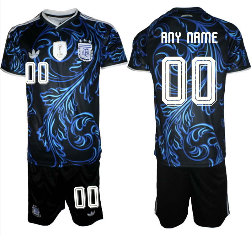 Men's Argentina Custom Black/Blue 2026 Away Soccer Jersey Suit